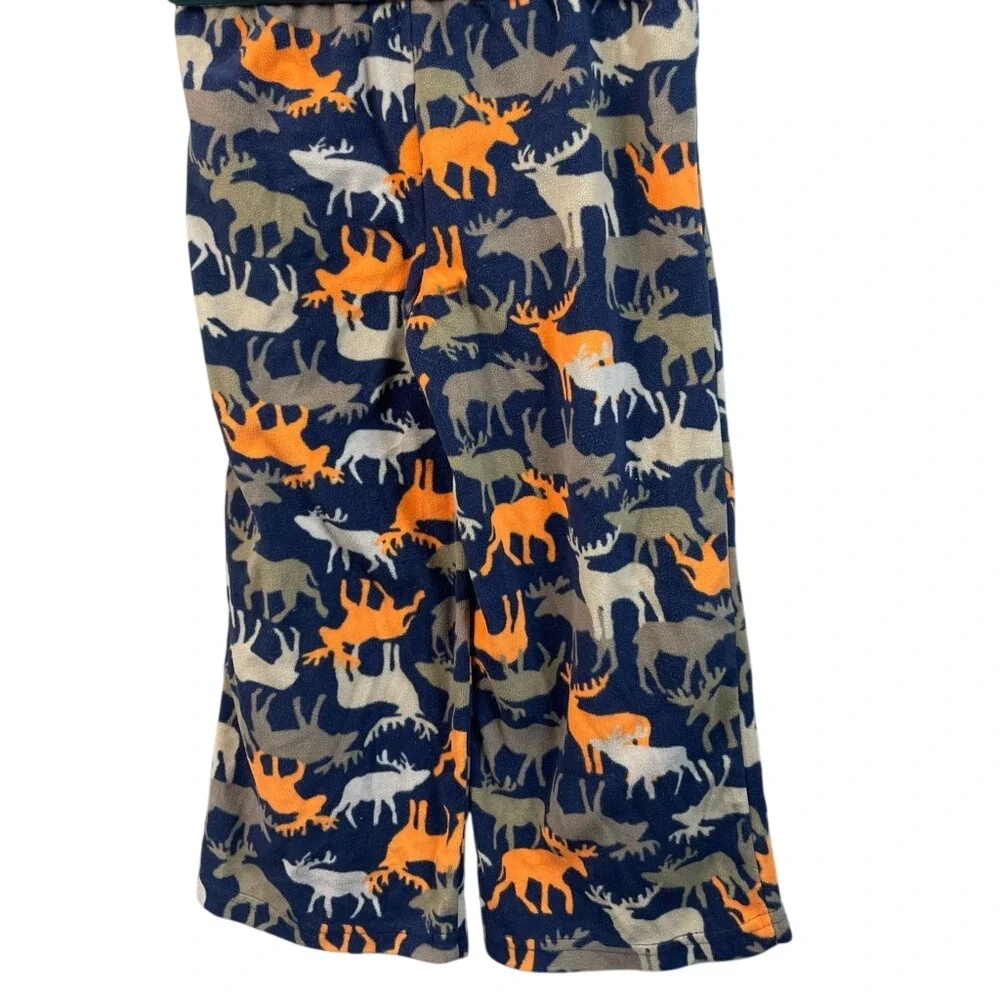 Moose Print Pajama Pants Loungewear‎ Sleepwear Orange White Blue